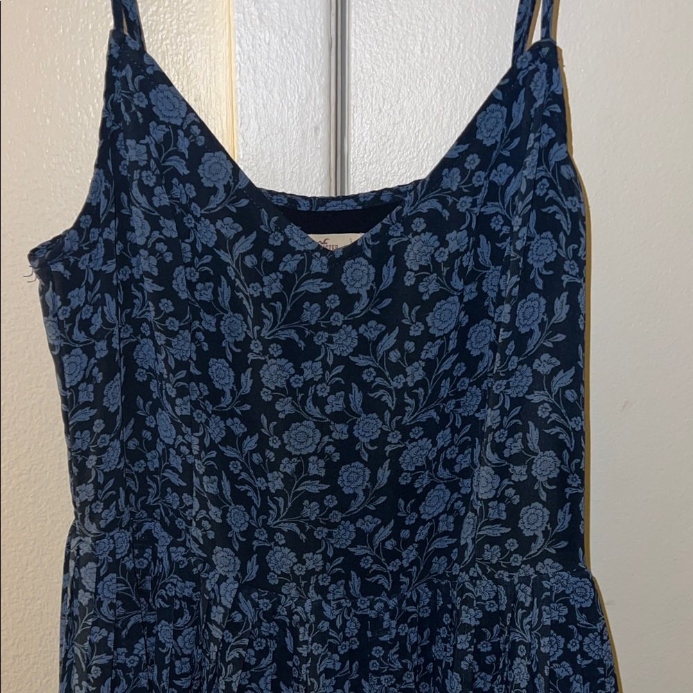 Hollister Navy Blue Floral pleated Mini Dress